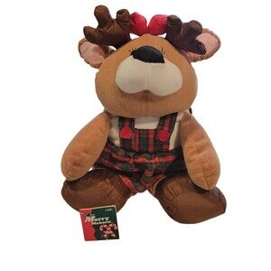 Merry Makers Girl Reindeer 1994 Gibson Greetings W Tag 15" Plush Stuffed Animal